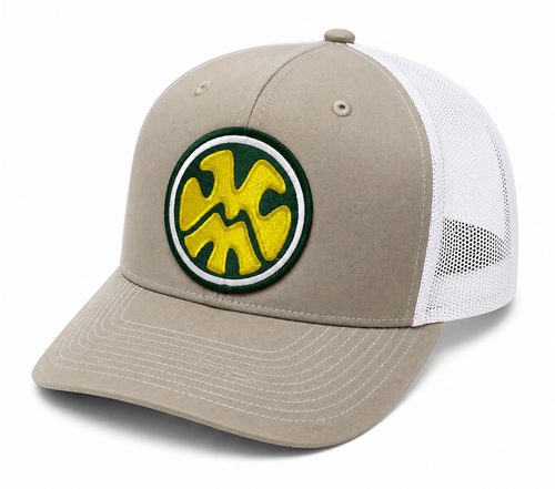 The Local Trucker Hat Patch - Khaki / White Hat Green / Yellow / White Patch