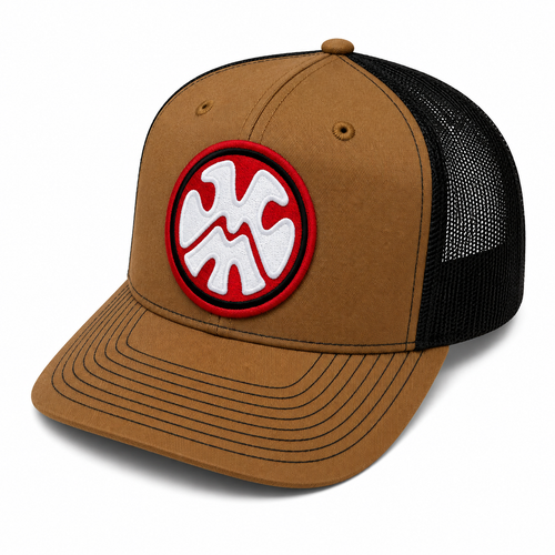 The Local Trucker Hat Patch - Brown / Black Hat Red / White / Black Patch