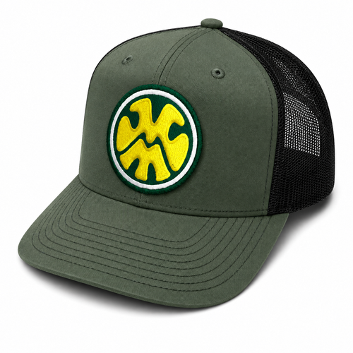 The Local Trucker Hat Patch - Olive / Black Hat Green / Yellow / White Patch