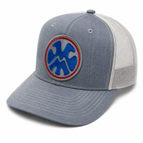 The Local Trucker Hat Patch - Grey / Light Grey Hat Grey / Blue / Red Patch