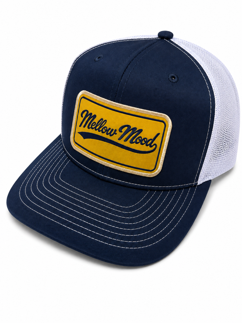 Heritage Script Patch Trucker Hat - Navy / White Hat Yellow / Navy Patch