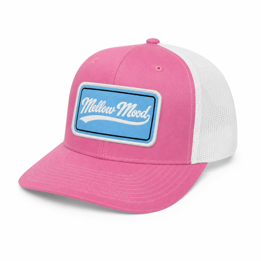 Heritage Script Patch Trucker Hat - Pink/Carolina Blue