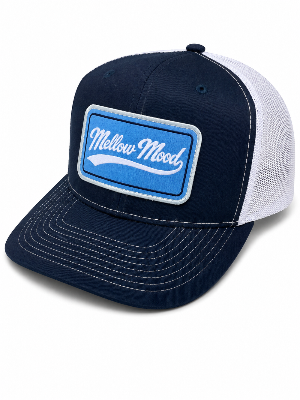Heritage Script Patch Trucker Hat - Navy / White Hat Carolina Blue / White Patch