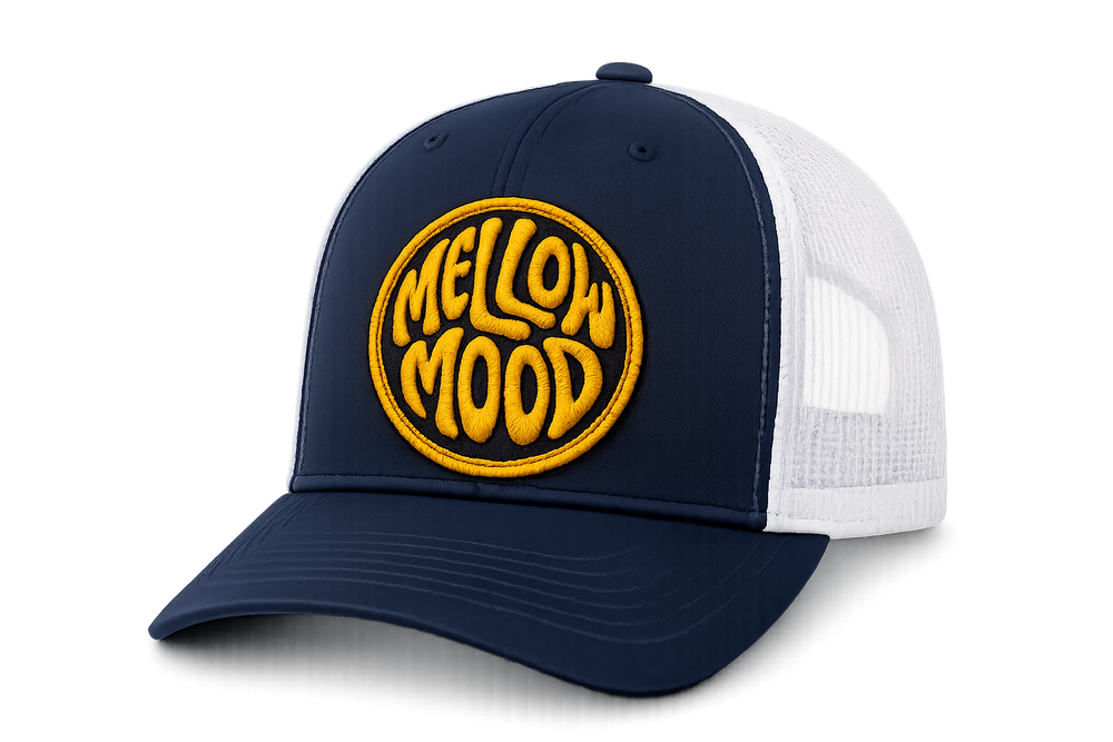 Roll With It Circle Patch Trucker Hat - Gold/Dark Navy