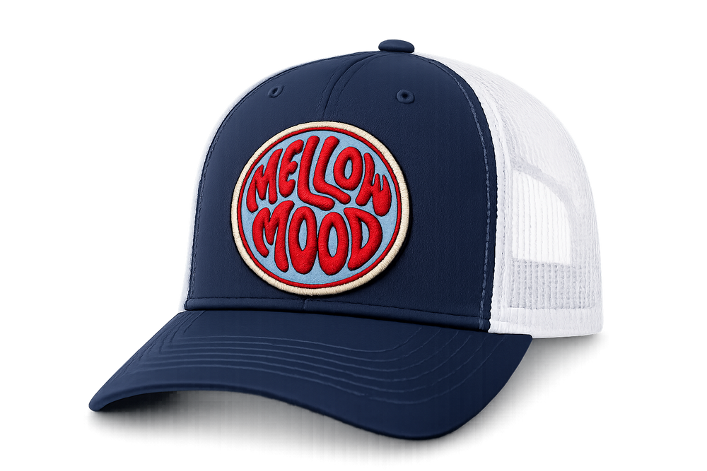 Roll With It Circle Patch Trucker Hat - Red / Light Blue