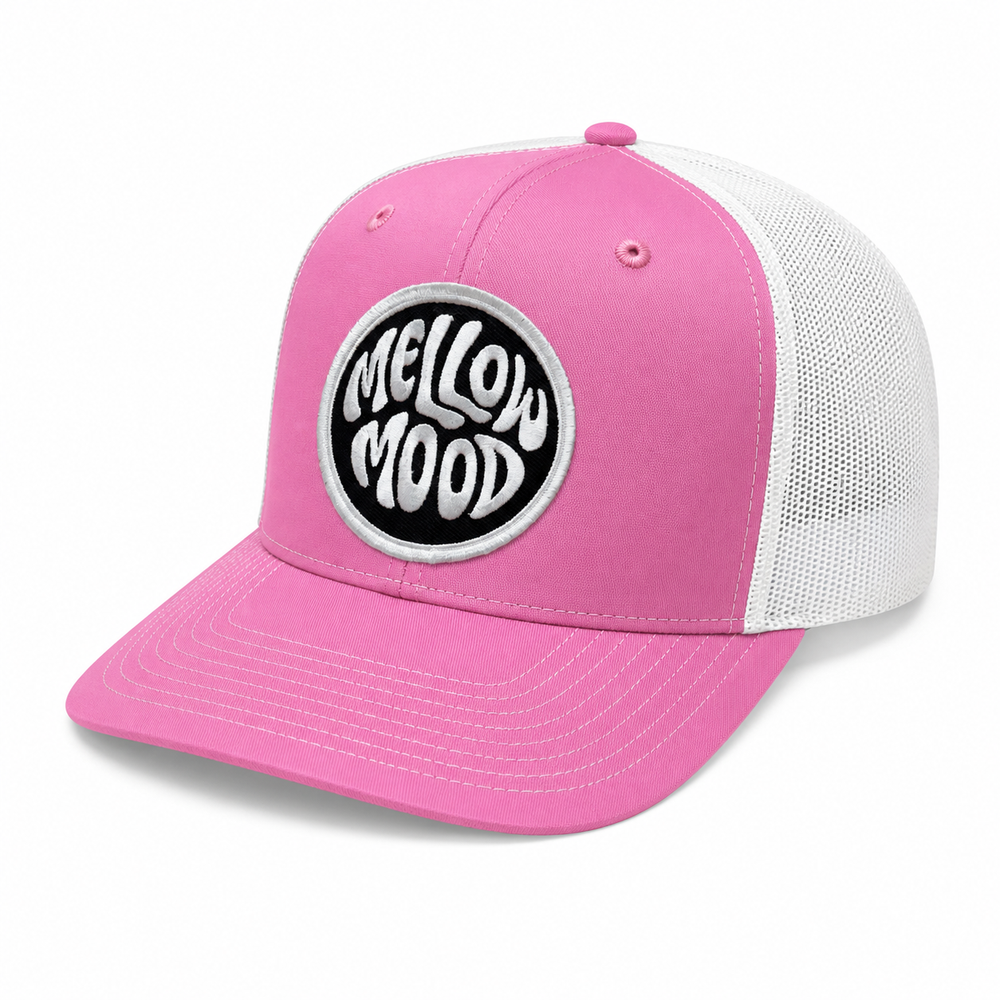 Roll With It Circle Patch Trucker Hat - Pink/Black