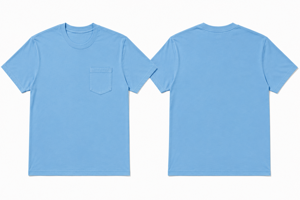 Classic azure plain t-shirt back view