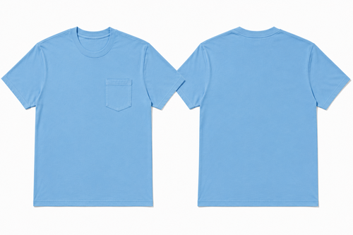 Classic azure plain t-shirt back view