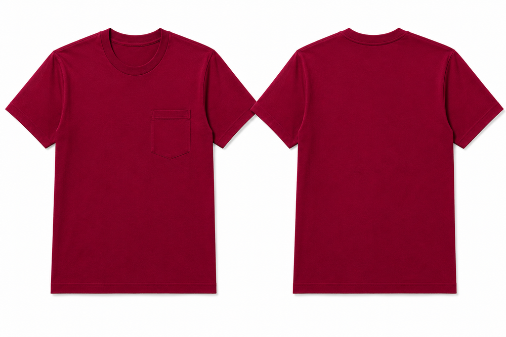 Classic crimson plain t-shirt back view