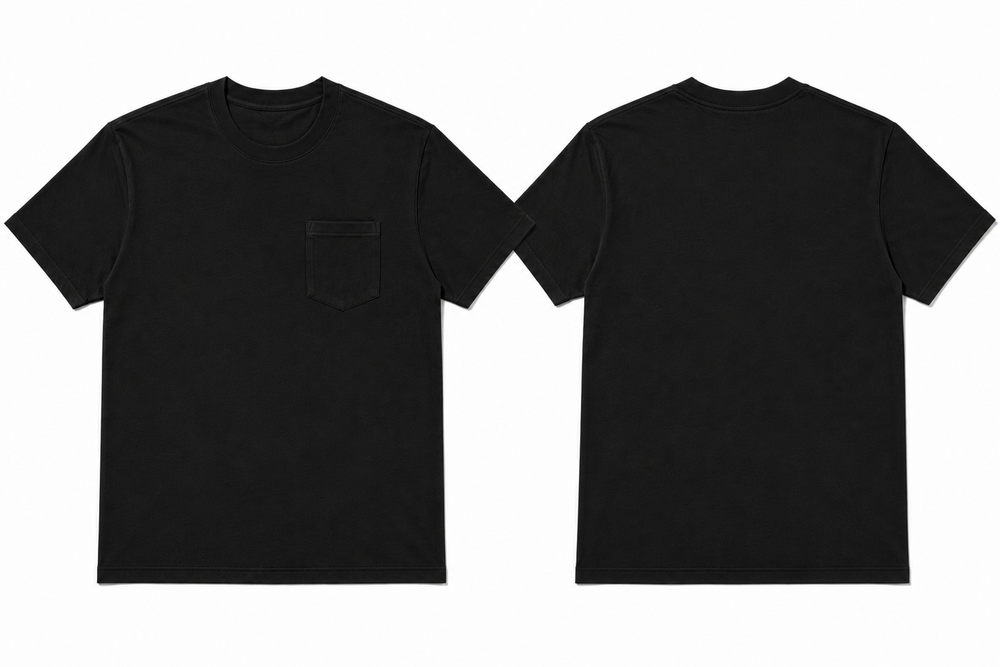 Classic jet black plain t-shirt back view