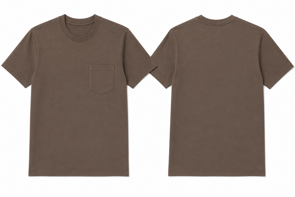 Classic mocha plain t-shirt back view