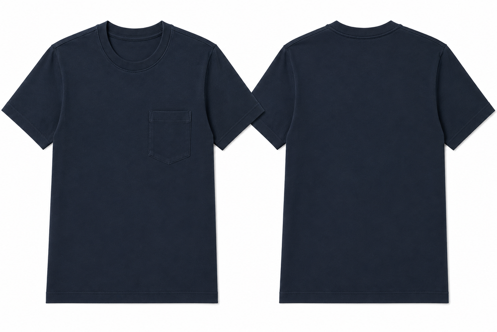 Classic navy plain t-shirt back view