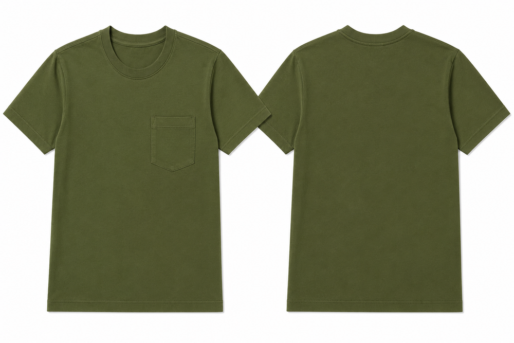 Classic olive plain t-shirt back view
