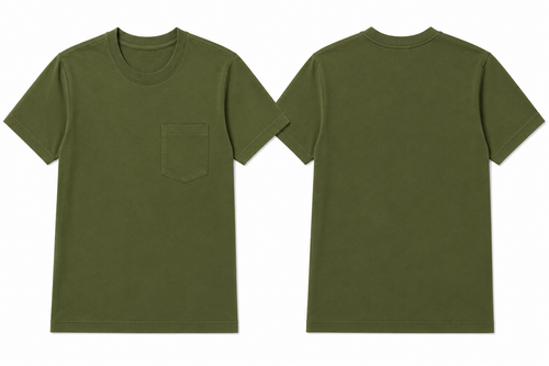 Classic olive plain t-shirt back view