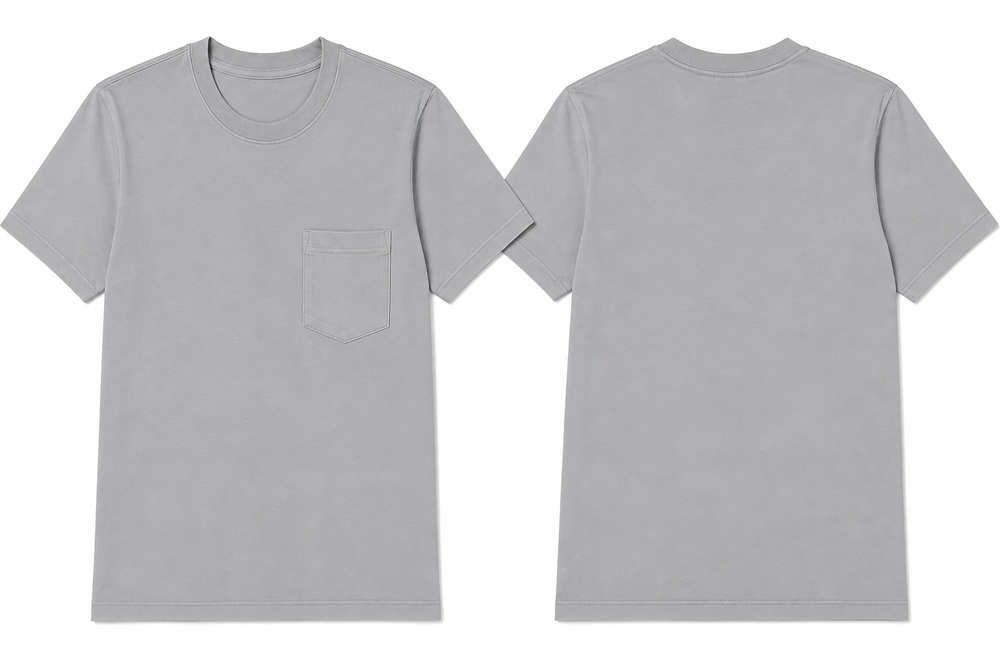 Classic silver plain t-shirt back view