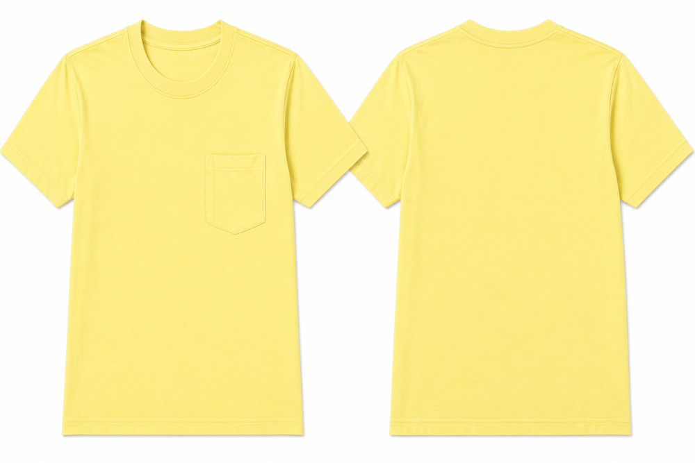 Classic yellow plain t-shirt back view