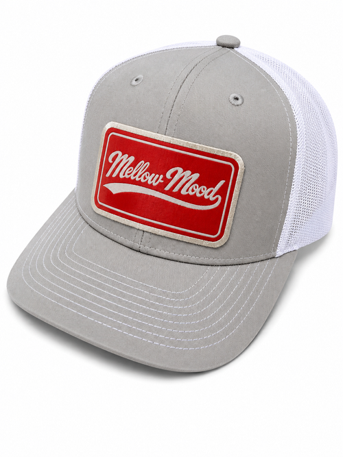 Heritage Script Patch Trucker Hat - Khaki / White Hat Orange / Gold Patch