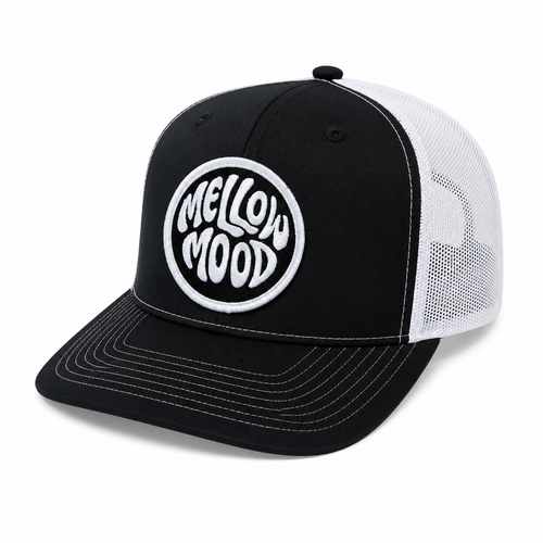 Roll With It Circle Patch Trucker Hat - Balck / White Hat Black / White Patch