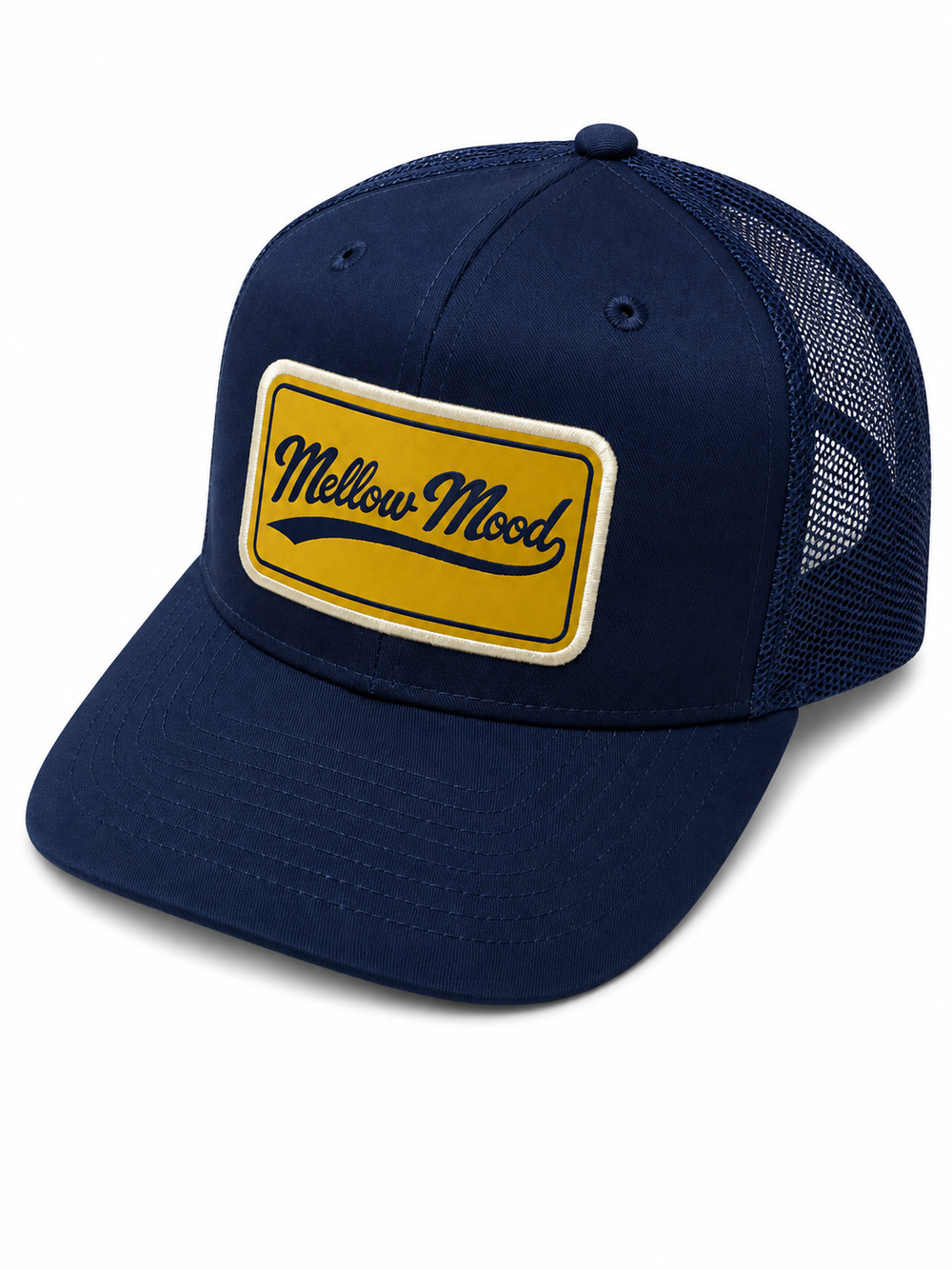 Heritage Script Patch Trucker Hat - Navy / Navy hat Yellow / Navy Patch