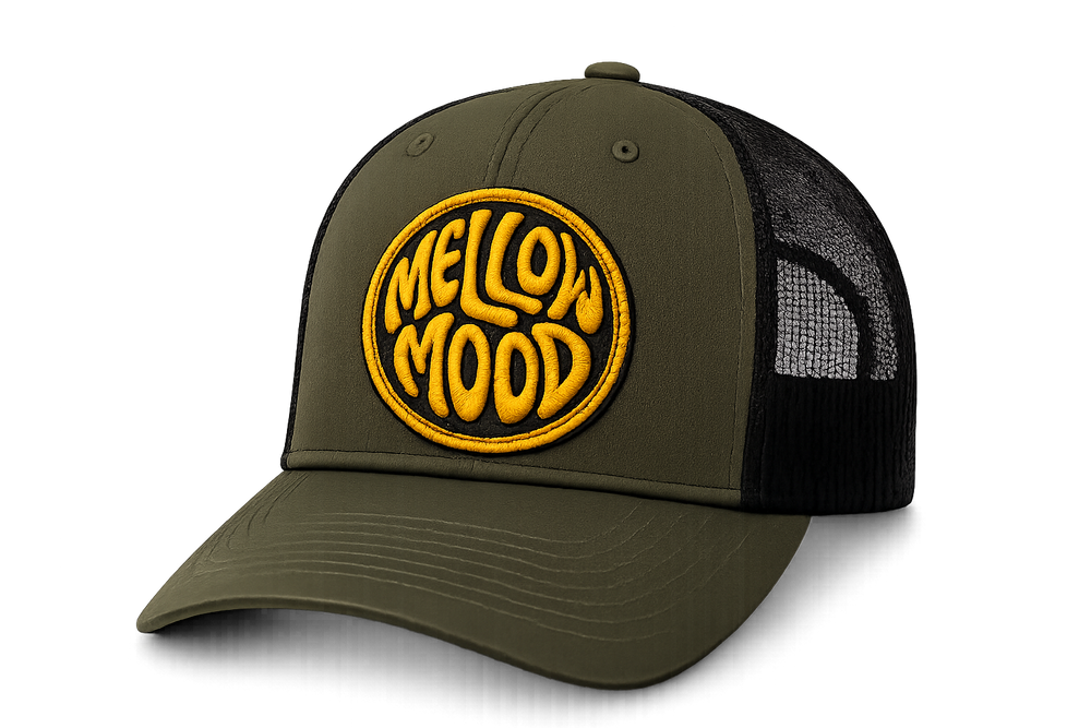 Roll With It Circle Patch Trucker Hat - Gold / Dark Navy