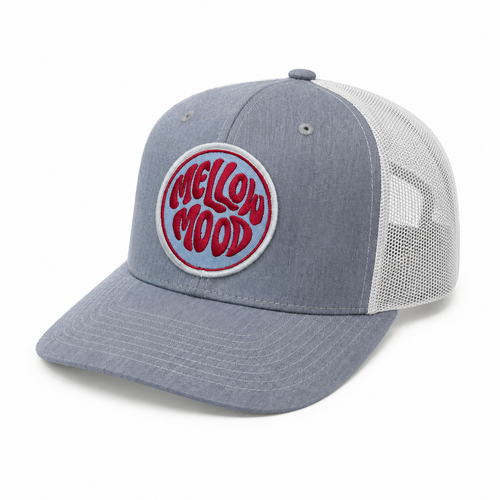 Heritage Script Patch Trucker Hat - Grey / Light Grey Hat Blue / Red Patch