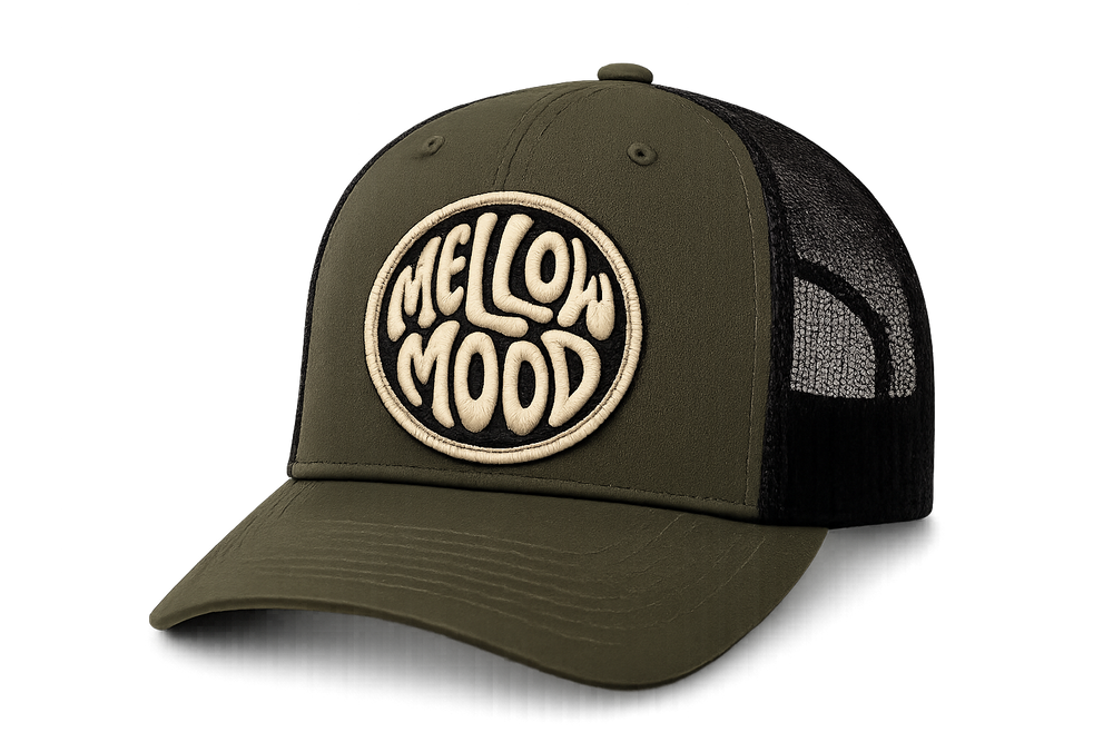 Roll With It Circle Patch Trucker Hat - Cream / Dark Navy
