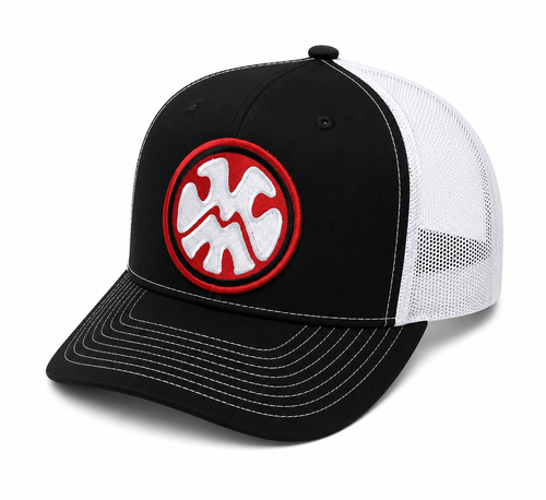 The Local Trucker Hat Patch - Blacki / White Hat Red / Black / White Patch