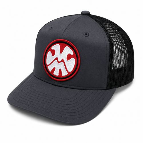 The Local Trucker Hat Patch - Black / Black Hat Red / White / Black Patch